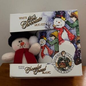 ❤️ BNIB White Hot Chocolate Mug Kit w Plush Mister Snowman Great Unisex Gift